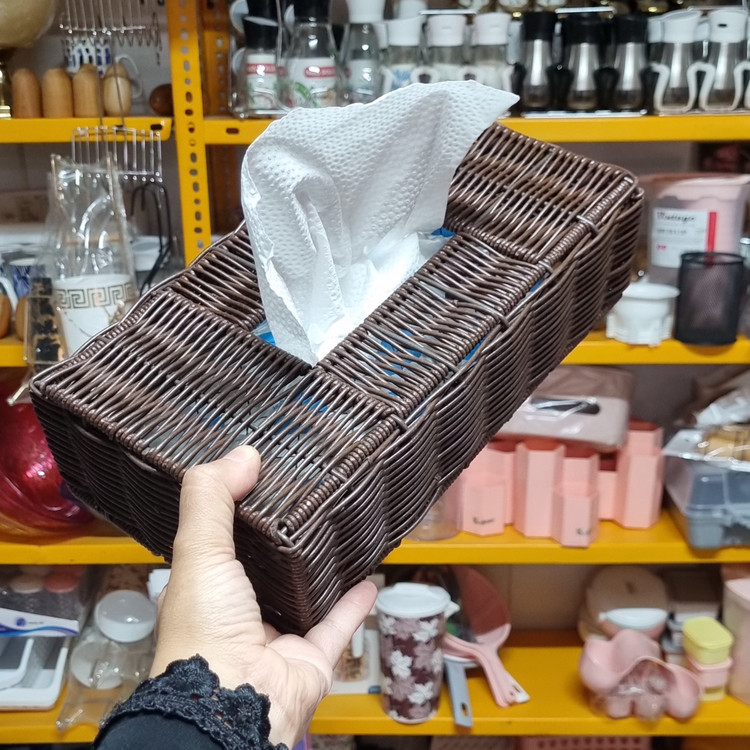 ست سطل و جادستمال کاغذی بافت حصیری